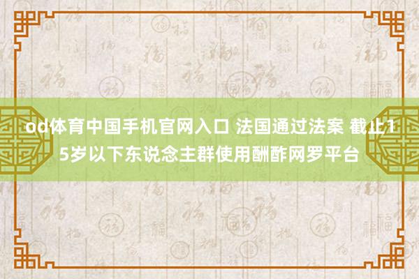 od体育中国手机官网入口 法国通过法案 截止15岁以下东说念主群使用酬酢网罗平台