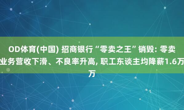 OD体育(中国) 招商银行“零卖之王”销毁: 零卖业务营收下滑、不良率升高， 职工东谈主均降薪1.6万