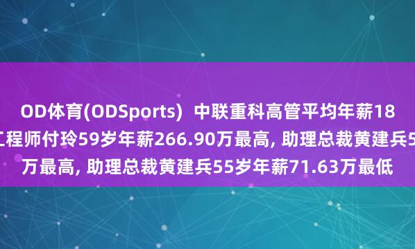OD体育(ODSports)  中联重科高管平均年薪186.11万: 副总裁及总工程师付玲59岁年薪266.90万最高， 助理总裁黄建兵55岁年薪71.63万最低