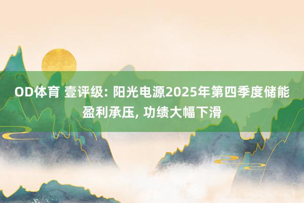 OD体育 壹评级: 阳光电源2025年第四季度储能盈利承压， 功绩大幅下滑