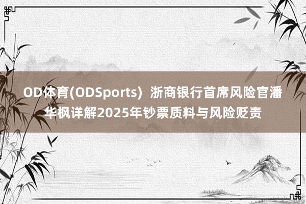 OD体育(ODSports)  浙商银行首席风险官潘华枫详解2025年钞票质料与风险贬责