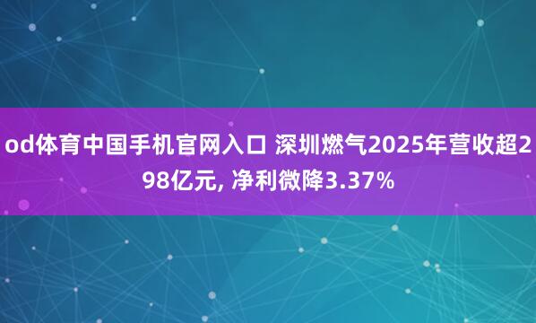 od体育中国手机官网入口 深圳燃气2025年营收超298亿元， 净利微降3.37%
