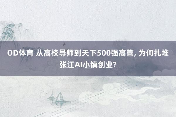 OD体育 从高校导师到天下500强高管， 为何扎堆张江AI小镇创业?