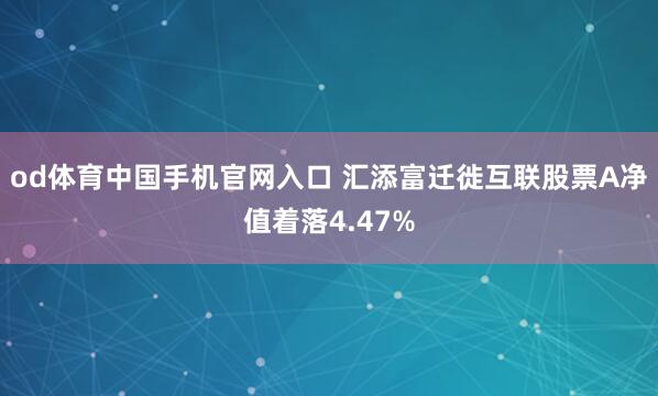 od体育中国手机官网入口 汇添富迁徙互联股票A净值着落4.47%