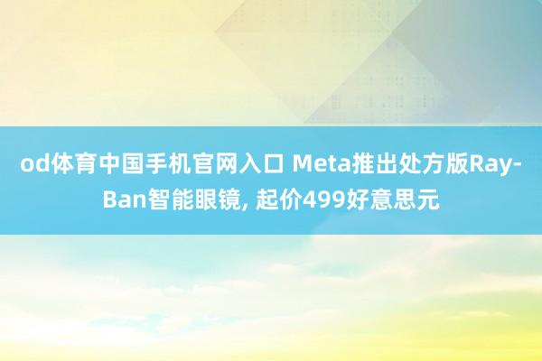 od体育中国手机官网入口 Meta推出处方版Ray-Ban智能眼镜， 起价499好意思元