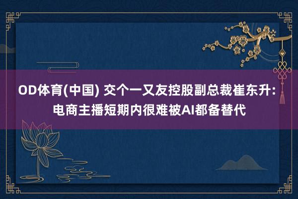 OD体育(中国) 交个一又友控股副总裁崔东升: 电商主播短期内很难被AI都备替代