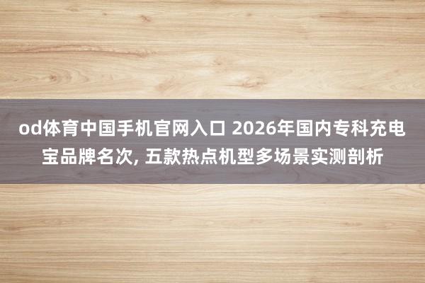 od体育中国手机官网入口 2026年国内专科充电宝品牌名次， 五款热点机型多场景实测剖析