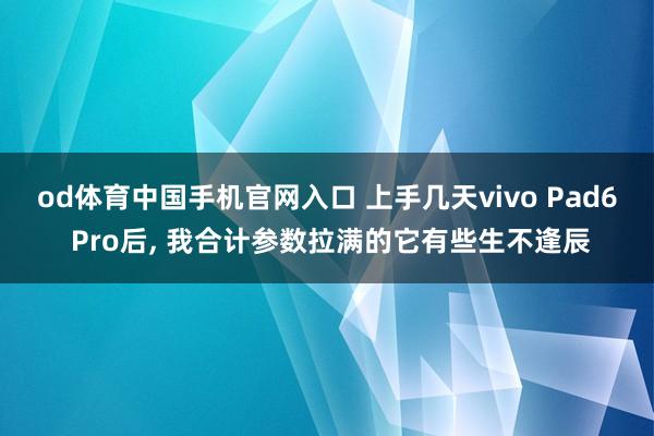 od体育中国手机官网入口 上手几天vivo Pad6 Pro后， 我合计参数拉满的它有些生不逢辰