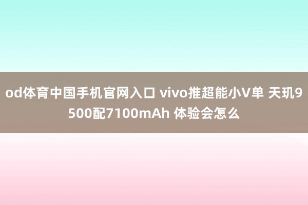 od体育中国手机官网入口 vivo推超能小V单 天玑9500配7100mAh 体验会怎么