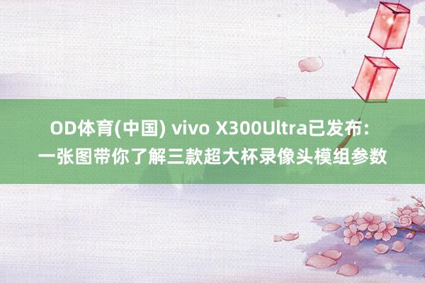 OD体育(中国) vivo X300Ultra已发布: 一张图带你了解三款超大杯录像头模组参数