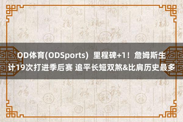 OD体育(ODSports)  里程碑+1！詹姆斯生计19次打进季后赛 追平长短双煞&比肩历史最多