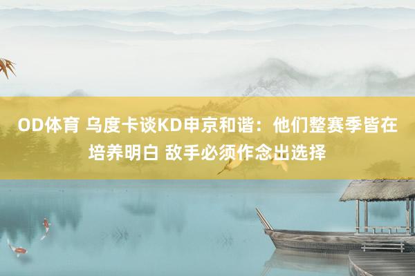 OD体育 乌度卡谈KD申京和谐：他们整赛季皆在培养明白 敌手必须作念出选择