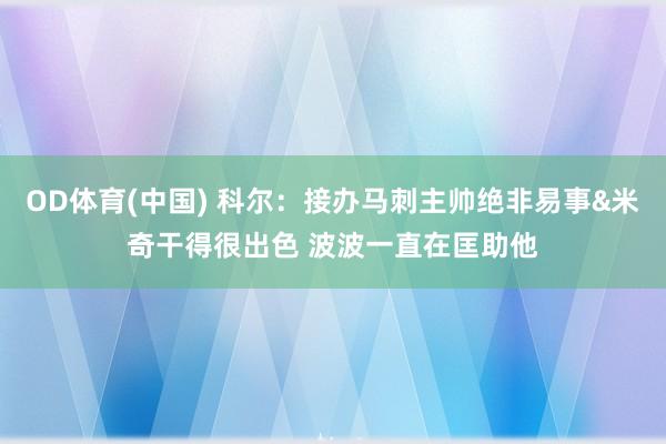 OD体育(中国) 科尔：接办马刺主帅绝非易事&米奇干得很出色 波波一直在匡助他