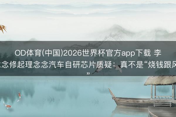 OD体育(中国)2026世界杯官方app下载 李念念修起理念念汽车自研芯片质疑：真不是“烧钱跟风”