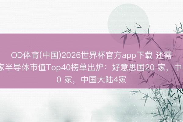 OD体育(中国)2026世界杯官方app下载 还需奋力！大家半导体市值Top40榜单出炉：好意思国20 家，中国大陆4家