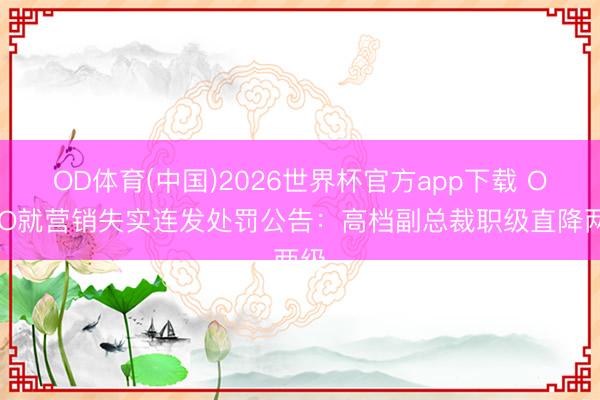 OD体育(中国)2026世界杯官方app下载 OPPO就营销失实连发处罚公告：高档副总裁职级直降两级