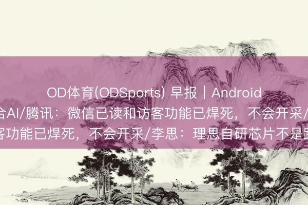 OD体育(ODSports) 早报｜Android 17转型智能系统，深度整合AI/腾讯：微信已读和访客功能已焊死，不会开采/李思：理思自研芯片不是跟风