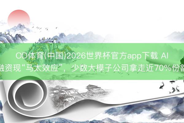 OD体育(中国)2026世界杯官方app下载 AI融资现“马太效应”，少数大模子公司拿走近70%份额