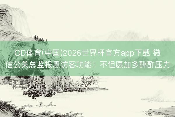 OD体育(中国)2026世界杯官方app下载 微信公关总监报恩访客功能：不但愿加多酬酢压力