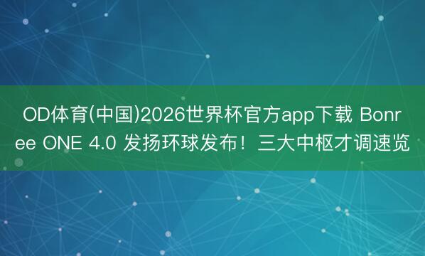 OD体育(中国)2026世界杯官方app下载 Bonree ONE 4.0 发扬环球发布！三大中枢才调速览