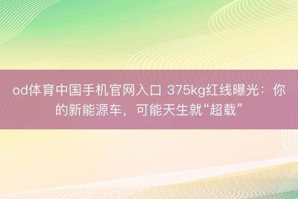 od体育中国手机官网入口 375kg红线曝光：你的新能源车，可能天生就“超载”