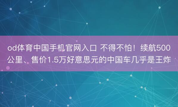 od体育中国手机官网入口 不得不怕！续航500公里、售价1.5万好意思元的中国车几乎是王炸