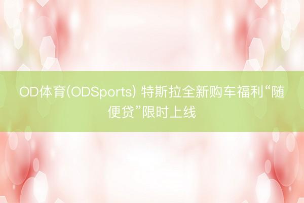 OD体育(ODSports) 特斯拉全新购车福利“随便贷”限时上线