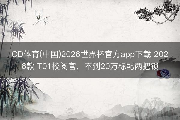 OD体育(中国)2026世界杯官方app下载 2026款 T01校阅官，不到20万标配两把锁