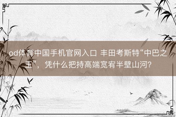 od体育中国手机官网入口 丰田考斯特“中巴之王”，凭什么把持高端宽宥半壁山河？