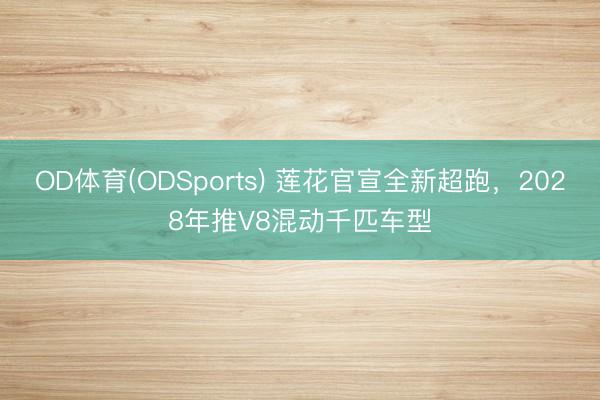 OD体育(ODSports) 莲花官宣全新超跑，2028年推V8混动千匹车型