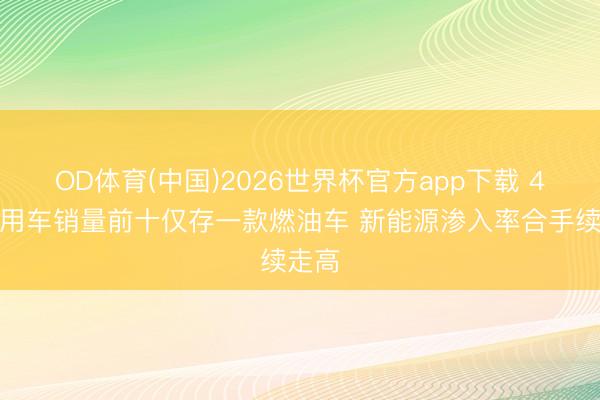 OD体育(中国)2026世界杯官方app下载 4月乘用车销量前十仅存一款燃油车 新能源渗入率合手续走高