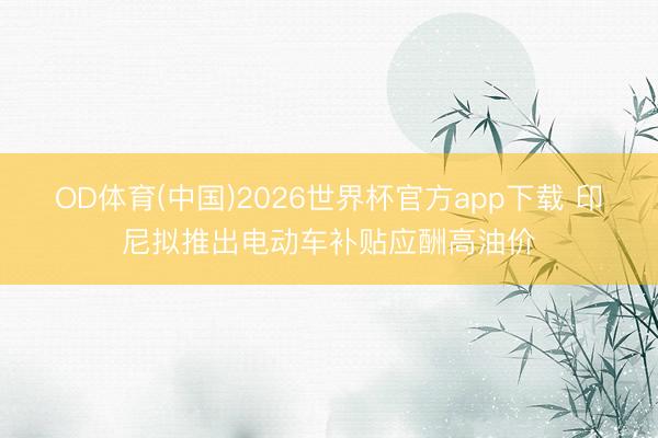 OD体育(中国)2026世界杯官方app下载 印尼拟推出电动车补贴应酬高油价
