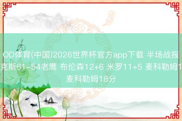 OD体育(中国)2026世界杯官方app下载 半场战报-尼克斯61-54老鹰 布伦森12+6 米罗11+5 麦科勒姆18分