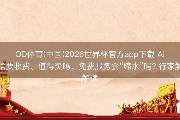 OD体育(中国)2026世界杯官方app下载 AI为啥要收费、值得买吗、免费服务会“缩水”吗? 行家解读