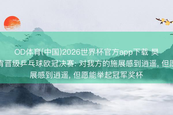 OD体育(中国)2026世界杯官方app下载 樊振东率萨尔布吕肯晋级乒乓球欧冠决赛: 对我方的施展感到逍遥， 但愿能举起冠军奖杯