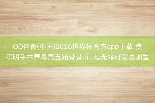 OD体育(中国)2026世界杯官方app下载 费