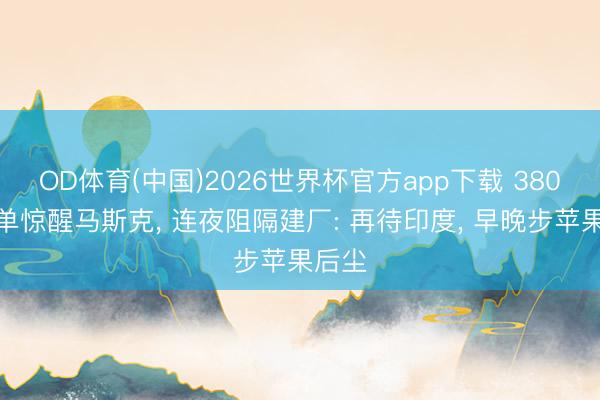 OD体育(中国)2026世界杯官方app下载 380亿罚单惊醒马斯克， 连夜阻隔建厂: 再待印度， 早晚步苹果后尘