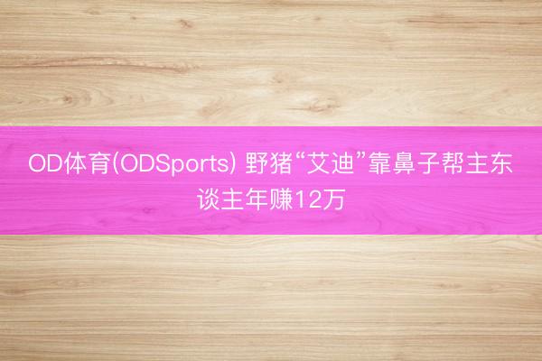 OD体育(ODSports) 野猪“艾迪”靠鼻子帮主东谈主年赚12万
