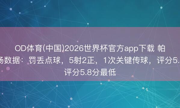 OD体育(中国)2026世界杯官方app下载 帕尔默本场数据：罚丢点球，5射2正，1次关键传球，<a href=