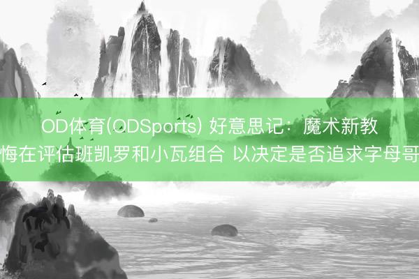 OD体育(ODSports) 好意思记:魔术新教悔在评估班凯罗和小瓦组合 以决定是否追求字母哥
