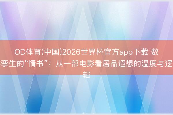 OD体育(中国)2026世界杯官方app下载 数字孪生的“情书”：从一部电影看居品遐想的温度与逻辑