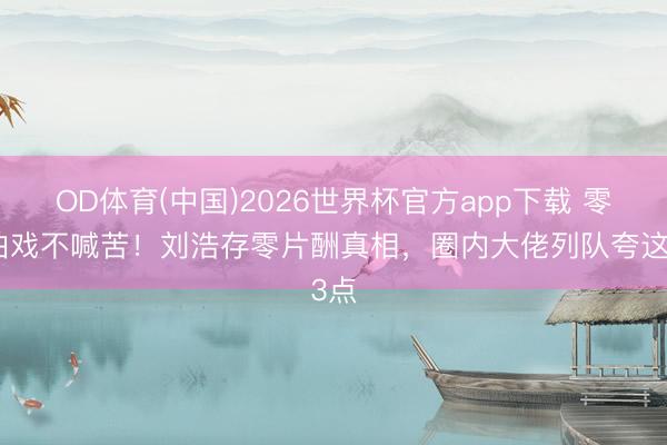 OD体育(中国)2026世界杯官方app下载 零下拍戏不喊苦！刘浩存零片酬真相，圈内大佬列队夸这3点