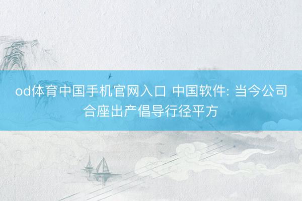 od体育中国手机官网入口 中国软件: 当今公司合座出产倡导行径平方