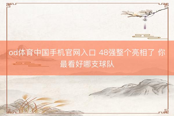 od体育中国手机官网入口 48强整个亮相了 你最看好哪支球队